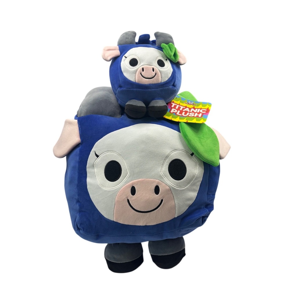 NWT Pet Simulator Titanic Blueberry Cow Plush Set BIG Games Square Cow Stuff Toy